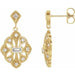 Ladies Natural Diamond Vintage-Inspired Earrings — 14K Yellow Gold