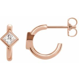 Ladies Natural Diamond Huggie Hoop Earrings (I1, G-H) — 14K Rose Gold