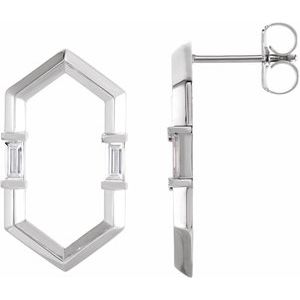 Ladies Natural Diamond Geometric Earrings — Sterling Silver