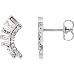Ladies Natural Diamond Fan Earrings — Sterling Silver
