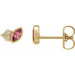 Ladies Natural Pink Tourmaline Natural Diamond Earrings — 14K Yellow Gold