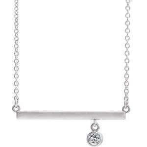Ladies Natural Diamond Bezel-Set Bar Necklace (Si2-Si3, G-H) — Platinum
