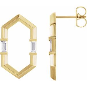 Ladies Natural Diamond Geometric Earrings — 14K Yellow Gold