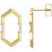 Ladies Natural Diamond Geometric Earrings — 14K Yellow Gold