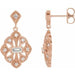 Ladies Natural Diamond Vintage-Inspired Earrings — 14K Rose Gold