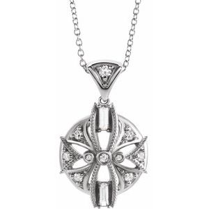 Ladies Natural Diamond Vintage-Inspired Necklace (SI2-I1, GHI) — Sterling Silver