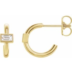 Ladies Natural Diamond Huggie Hoop Earrings (SI2-SI3, GHI) — 14K Yellow Gold