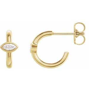 Ladies Natural Diamond Huggie Hoop Earrings (I1, GHI) — 14K Yellow Gold