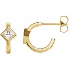 Ladies Natural Diamond Huggie Hoop Earrings (I1, G-H) — 14K Yellow Gold