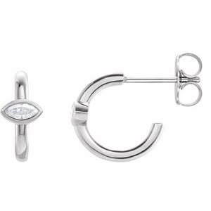 Ladies Natural Diamond Huggie Hoop Earrings (I1, GHI) — Sterling Silver
