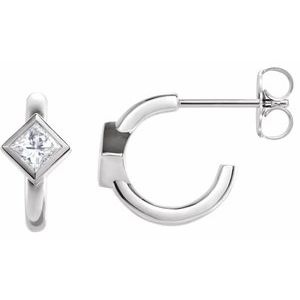 Ladies Natural Diamond Huggie Hoop Earrings (SI2-SI3, G-H) — Platinum