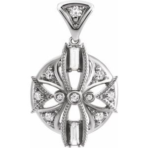 Ladies Natural Diamond Vintage-Inspired Pendant — Sterling Silver