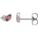 Ladies Natural Pink Tourmaline Natural Diamond Earrings — Sterling Silver