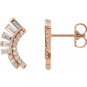 Ladies Natural Diamond Fan Earrings — 14K Rose Gold