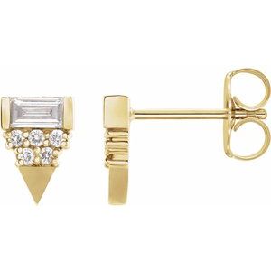 Ladies Natural Diamond Geometric Earrings — 14K Yellow Gold