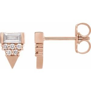 Ladies Natural Diamond Geometric Earrings — 14K Rose Gold