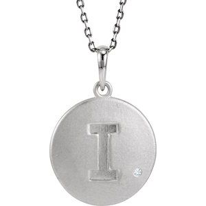 Ladies Natural Diamond Initial I Necklace (I2, G-H) — Sterling Silver
