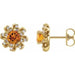 Ladies Natural Citrine Natural Diamond Halo-Style Earrings — 14K Yellow Gold