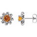 Ladies Natural Citrine Natural Diamond Halo-Style Earrings — Sterling Silver