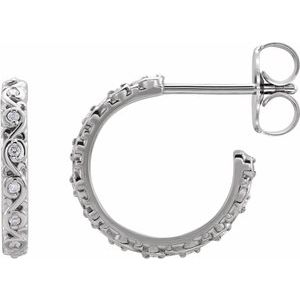 Ladies Natural Diamond Sculptural Hoop Earrings (I1, G-H) — Sterling Silver