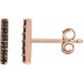Ladies Natural Black Diamond Bar Earrings — 14K Rose Gold