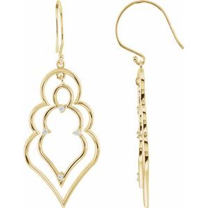 Ladies Natural Diamond Earrings — 14K Yellow Gold