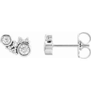 Ladies Natural Diamond Scattered Bezel-Set Earrings — Sterling Silver