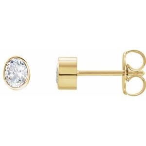 Lab-Grown Diamond Oval Bezel-Set Stud Earrings