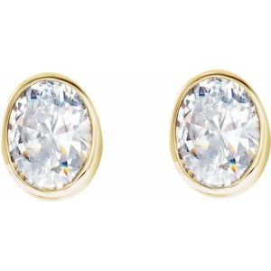 Lab-Grown Diamond Oval Bezel-Set Stud Earrings