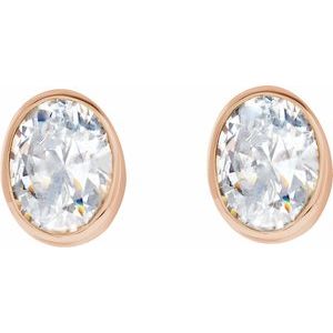 Lab-Grown Diamond Oval Bezel-Set Stud Earrings