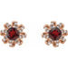 Ladies Natural Mozambique Garnet Natural Diamond Halo-Style Earrings — 14K Rose Gold
