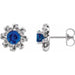 Ladies Natural White Sapphire Natural Diamond Halo-Style Earrings — Sterling Silver