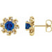 Ladies Natural Blue Sapphire Natural Diamond Halo-Style Earrings — 14K Yellow Gold