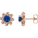 Ladies Natural Blue Sapphire Natural Diamond Halo-Style Earrings — 14K Rose Gold