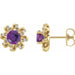 Ladies Natural Amethyst Natural Diamond Halo-Style Earrings — 14K Yellow Gold