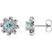 Ladies Natural Aquamarine Natural Diamond Halo-Style Earrings — Sterling Silver