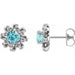 Ladies Natural Blue Zircon Natural Diamond Halo-Style Earrings — Sterling Silver