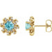 Ladies Natural Blue Zircon Natural Diamond Halo-Style Earrings — 14K Yellow Gold
