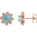Ladies Natural Blue Zircon Natural Diamond Halo-Style Earrings — 14K Rose Gold