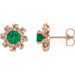 Ladies Natural Emerald Natural Diamond Halo-Style Earrings — 14K Rose Gold