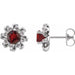 Ladies Natural Mozambique Garnet Natural Diamond Halo-Style Earrings — Sterling Silver