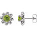 Ladies Natural Peridot Natural Diamond Halo-Style Earrings — Sterling Silver