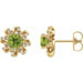 Ladies Natural Peridot Natural Diamond Halo-Style Earrings — 14K Yellow Gold