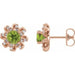 Ladies Natural Peridot Natural Diamond Halo-Style Earrings — 14K Rose Gold