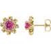 Ladies Natural Pink Tourmaline Natural Diamond Halo-Style Earrings — 14K Yellow Gold