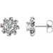 Ladies Natural Diamond Halo-Style Earrings — Sterling Silver