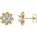 Ladies Natural Diamond Halo-Style Earrings — 14K Yellow Gold