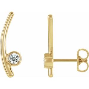 Ladies Natural Diamond Ear Climbers — 14K Yellow Gold