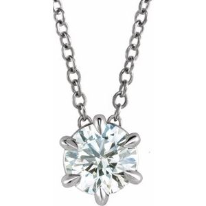 Ladies 14K Rose Natural Diamond Solitaire Necklace (Si2-Si3, G-H) — Platinum