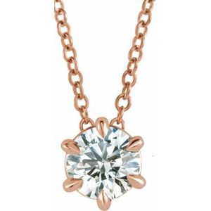 Ladies Natural Diamond Solitaire Necklace (I1, G-H) — 14K Rose Gold